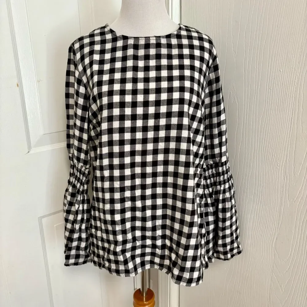Beach Lunch Lounge Buffalo Plaid Blouse C2